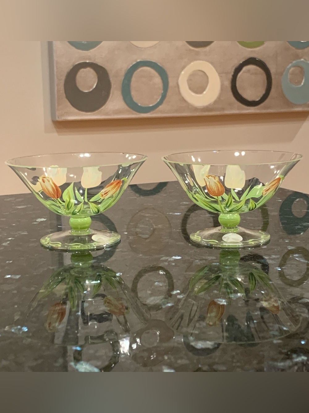Vintage Princess House Cottage Tulip Footed Crystal Dessert Bowls Set of 2